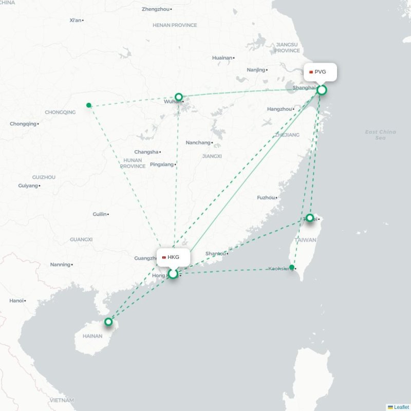 HKG - PVG route map