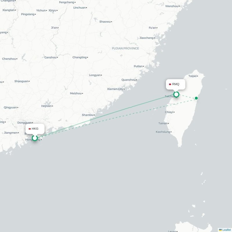 HKG - RMQ route map