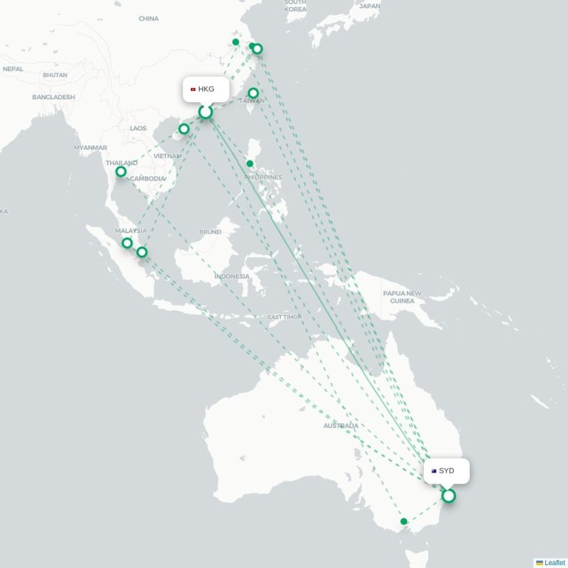 HKG - SYD route map