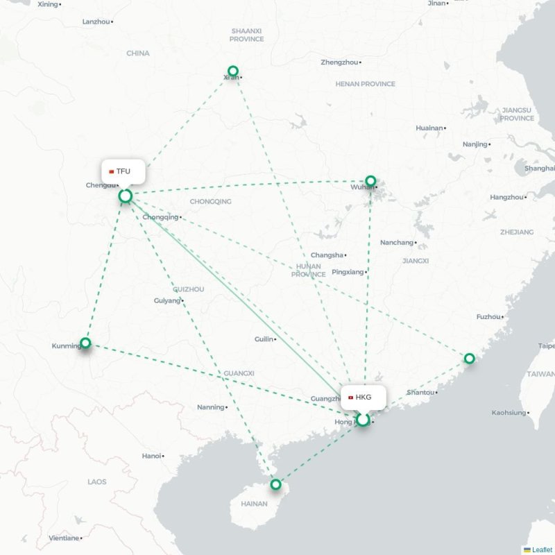 HKG - TFU route map