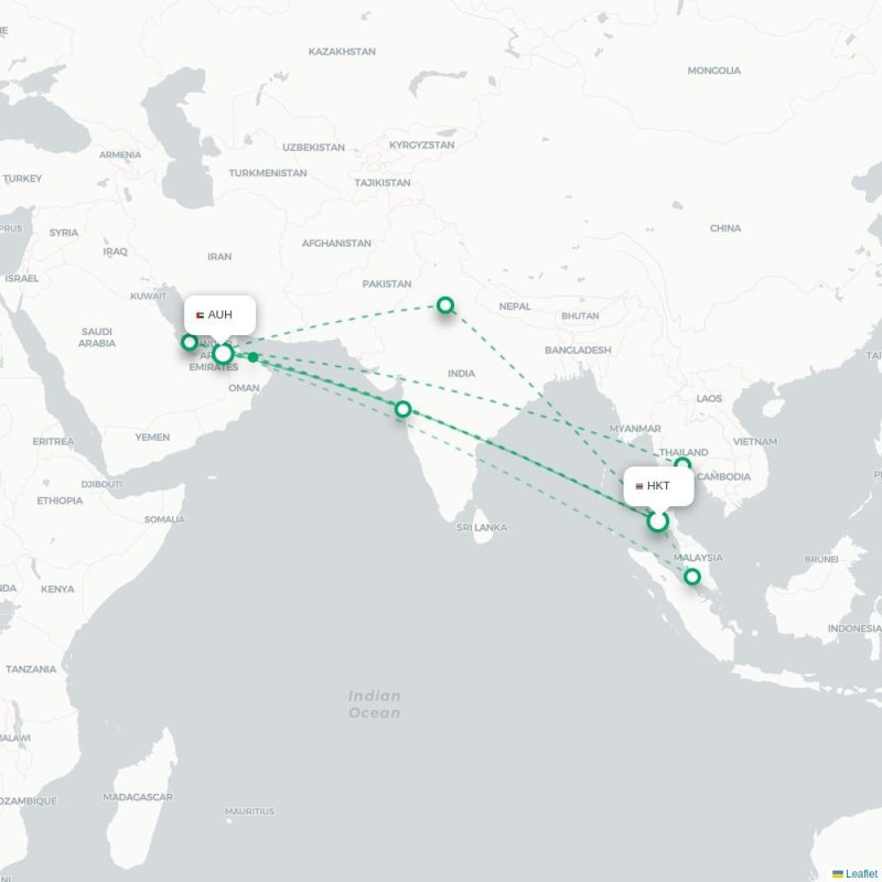 HKT - AUH route map