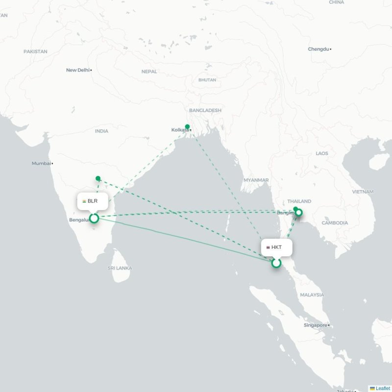 HKT - BLR route map