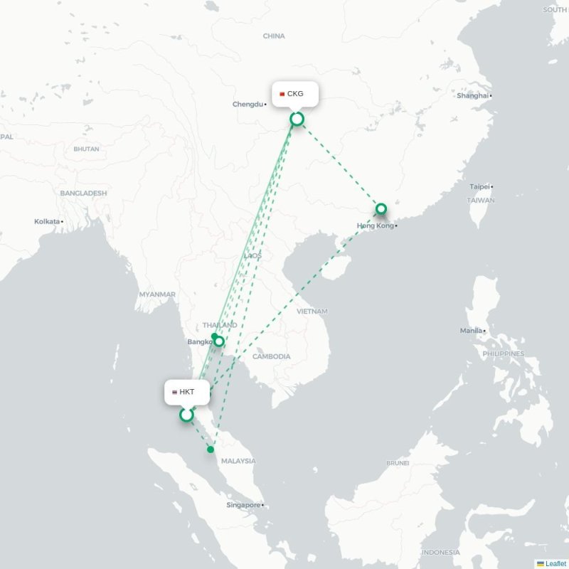 HKT - CKG route map