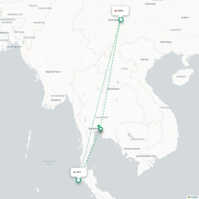 HKT - KMG route map