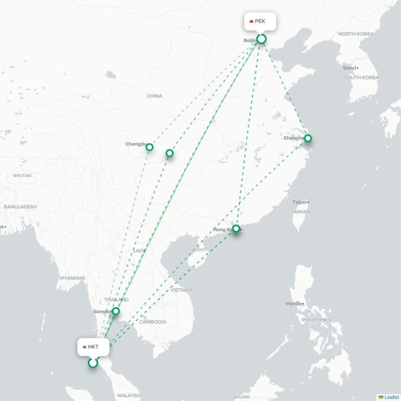 HKT - PEK route map