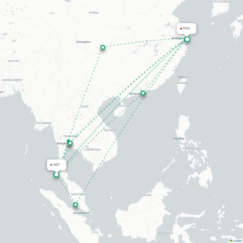 HKT - PVG route map