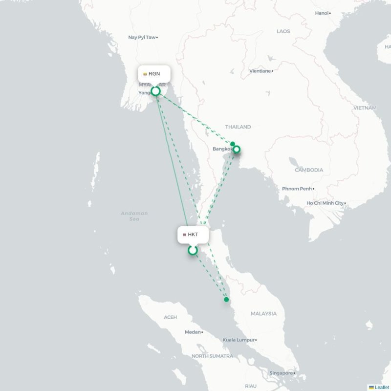 HKT - RGN route map