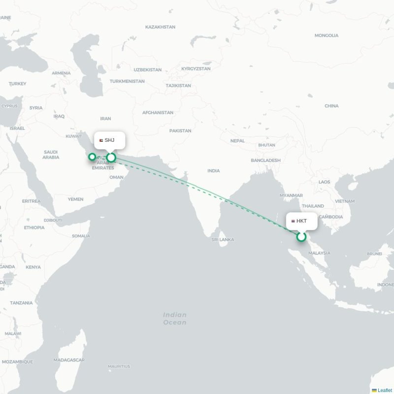 HKT - SHJ route map