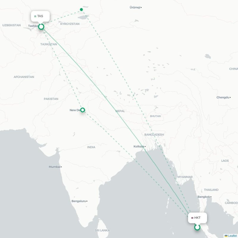 HKT - TAS route map