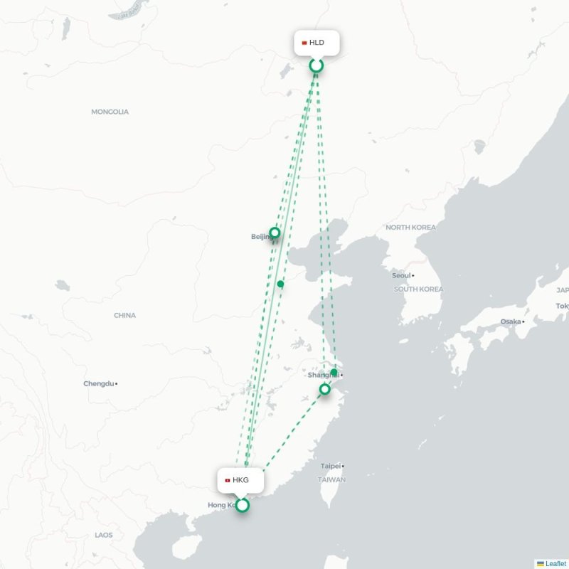 HLD - HKG route map