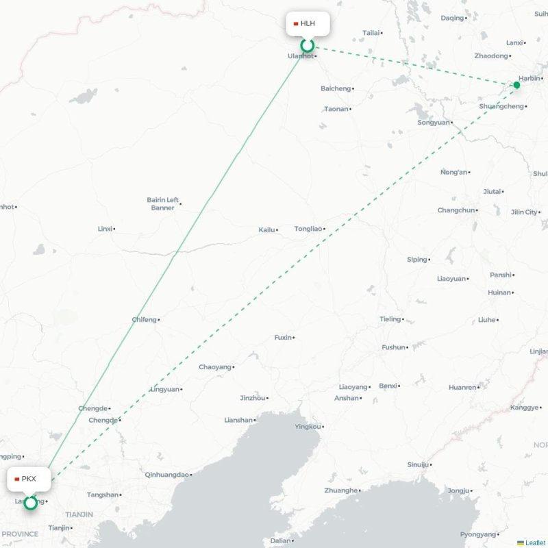 HLH - PKX route map