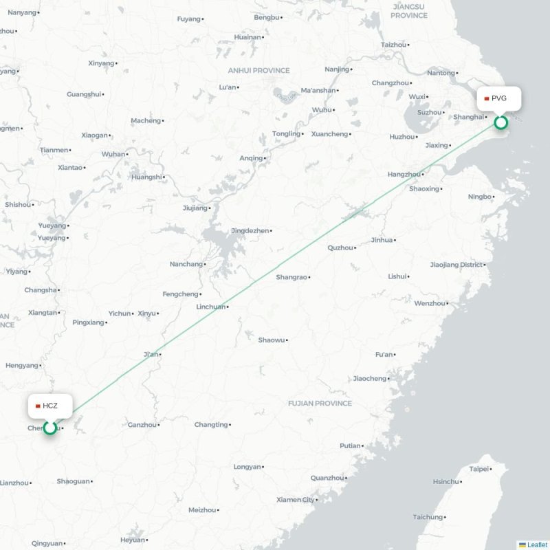 HLH - PVG route map