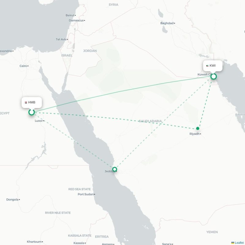 HMB - KWI route map