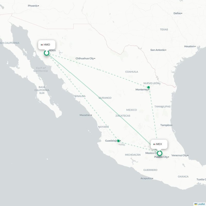 HMO - MEX route map
