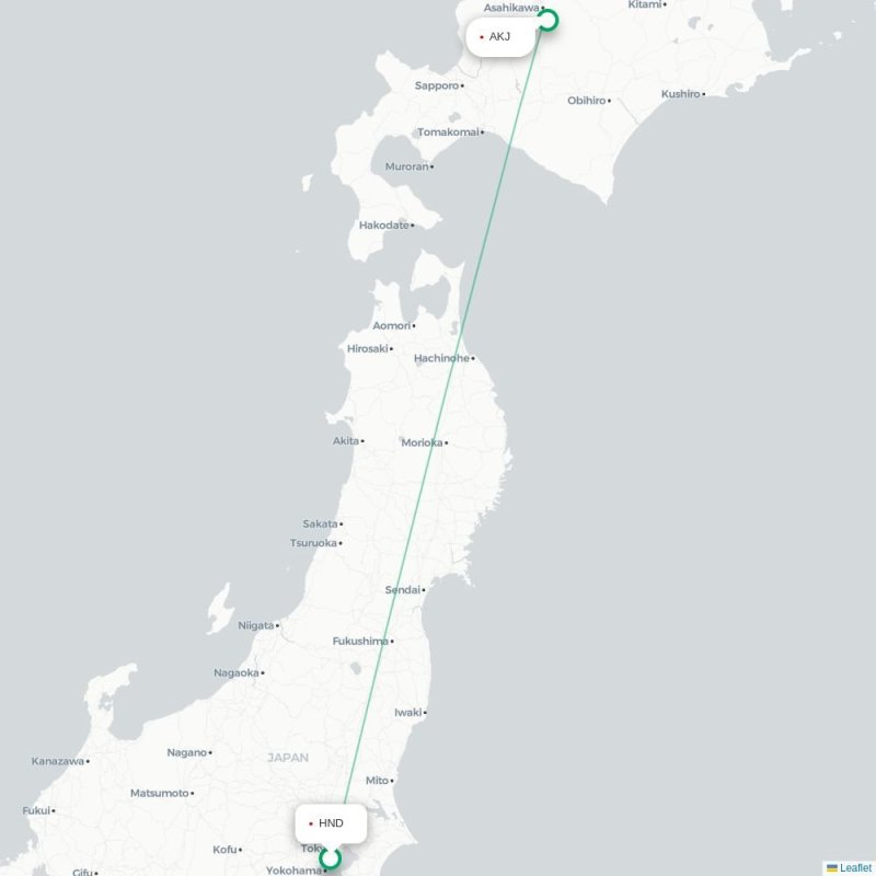 HND - AKJ route map