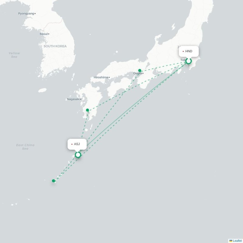 HND - ASJ route map