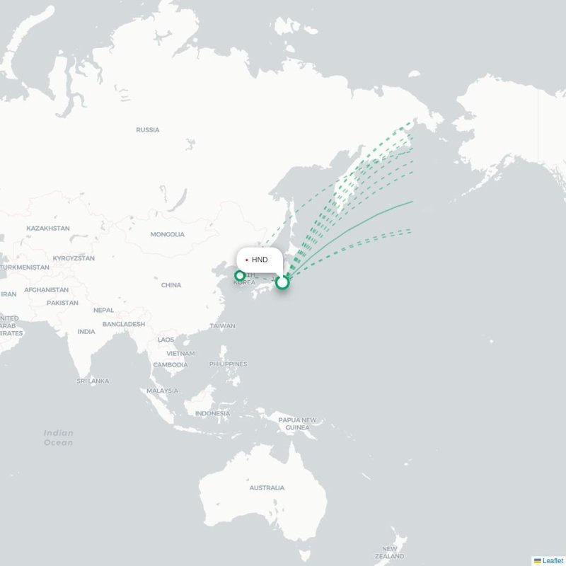 HND - DFW route map