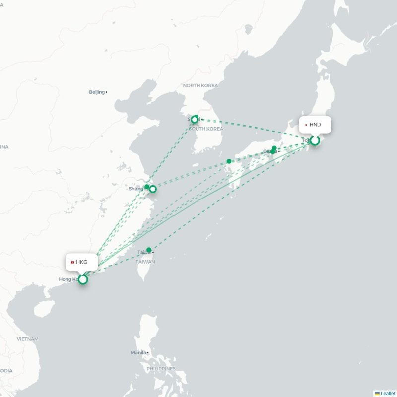 HND - HKG route map