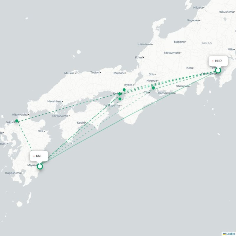 HND - KMI route map