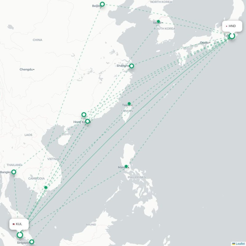 HND - KUL route map