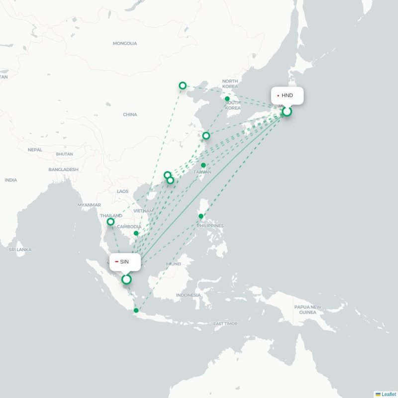 HND - SIN route map