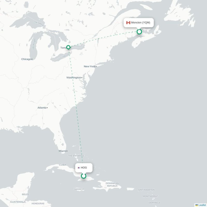 HOG - YQM route map