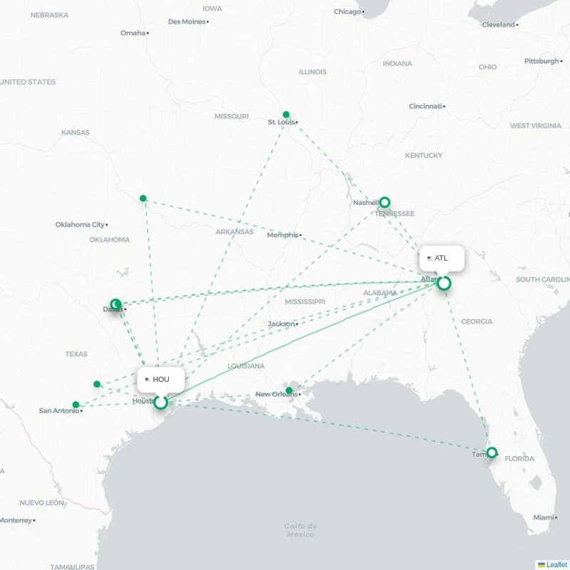 HOU - ATL route map