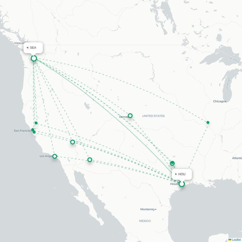 HOU - SEA route map