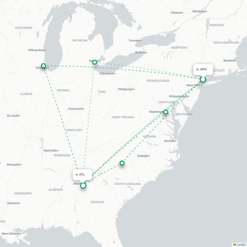 HPN - ATL route map