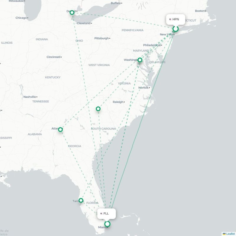 HPN - FLL route map