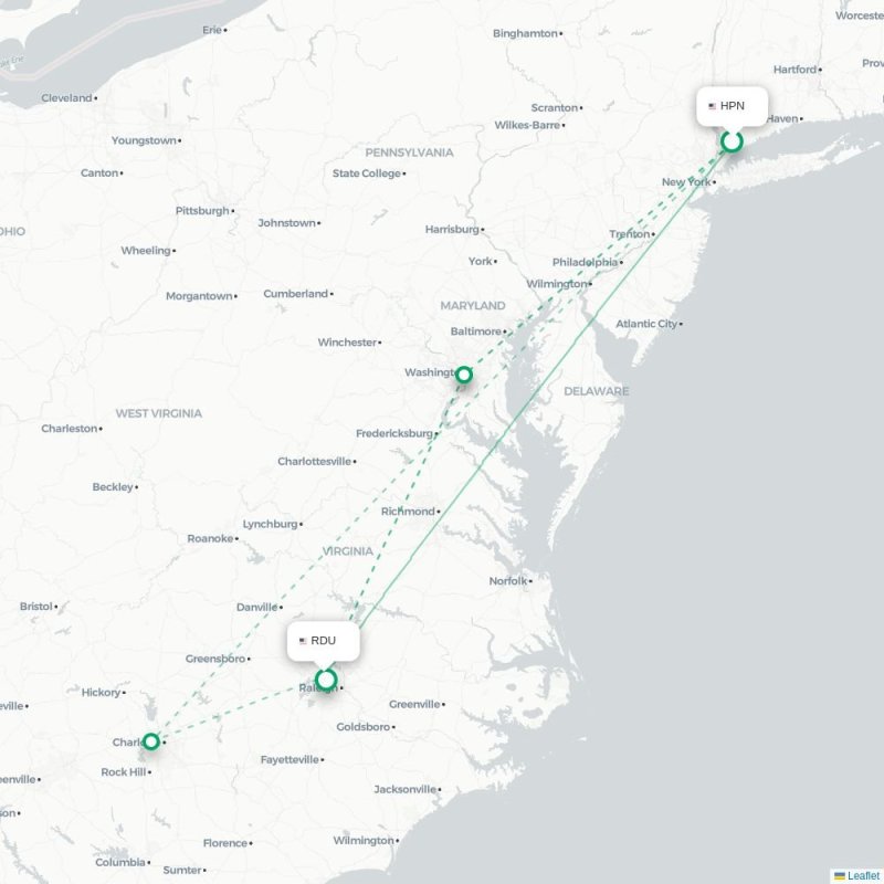 HPN - RDU route map