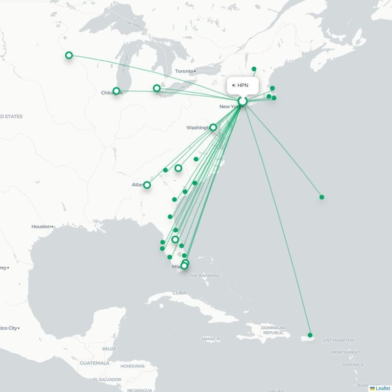 HPN - PBI route map