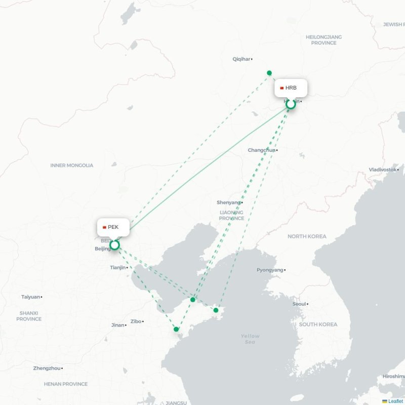 HRB - PEK route map