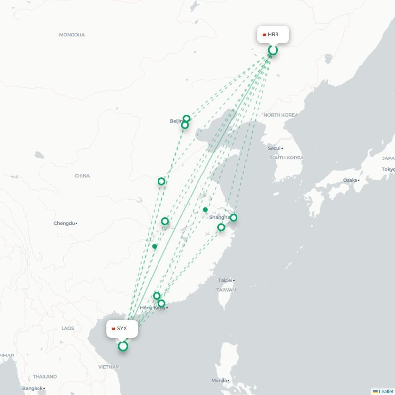 HRB - SYX route map