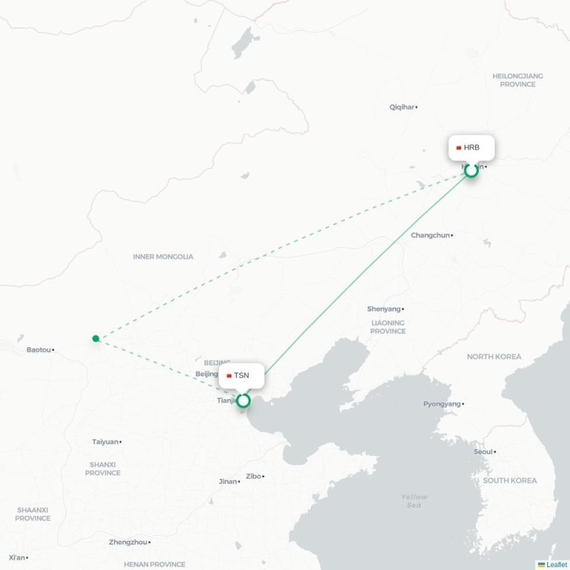 HRB - TSN route map