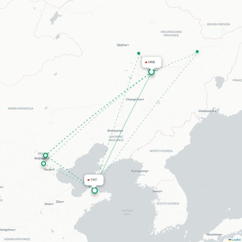 HRB - YNT route map