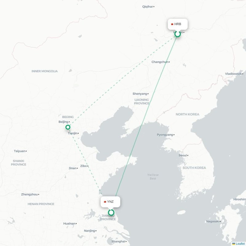 HRB - YNZ route map