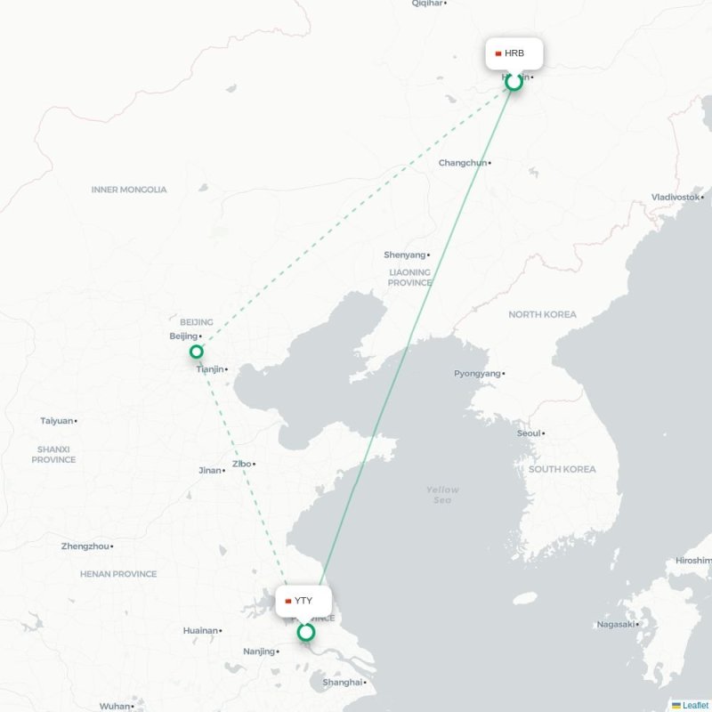 HRB - YTY route map