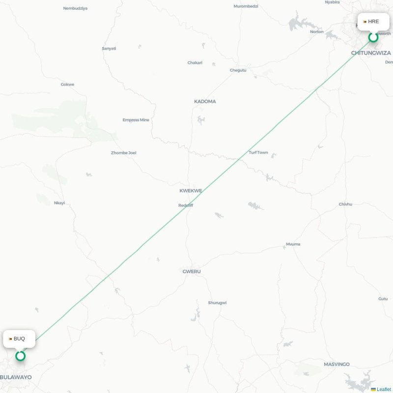 HRE - BUQ route map