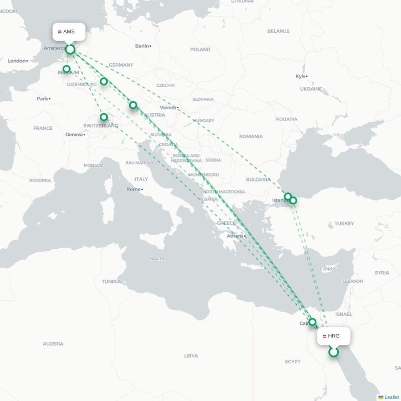 HRG - AMS route map