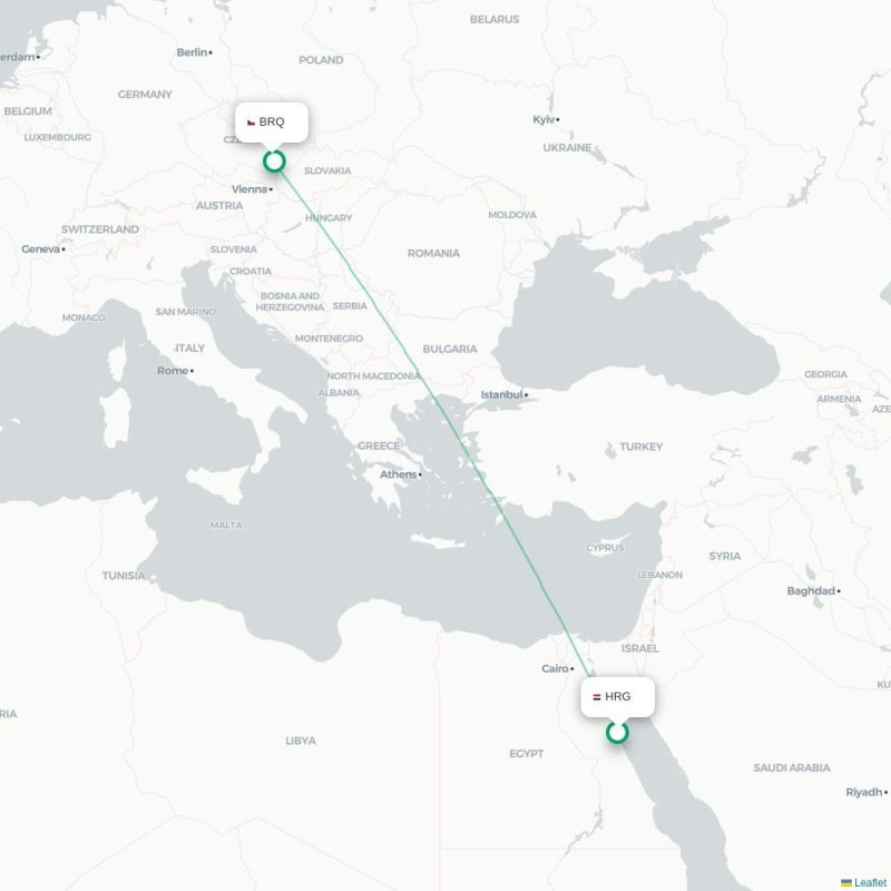 HRG - BRQ route map