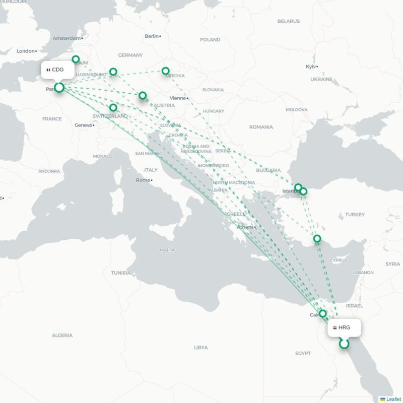 HRG - CDG route map