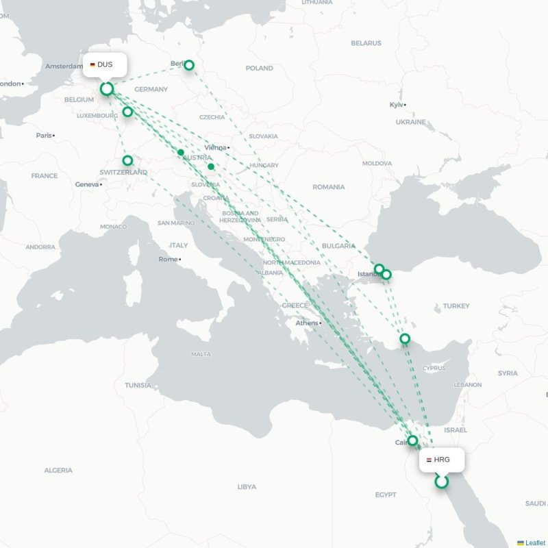HRG - DUS route map