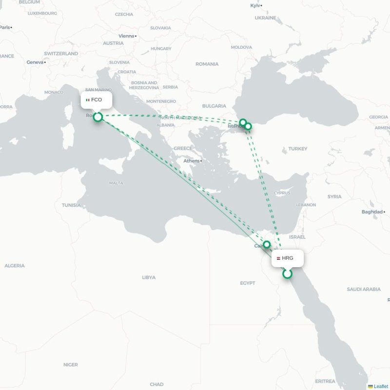 HRG - FCO route map