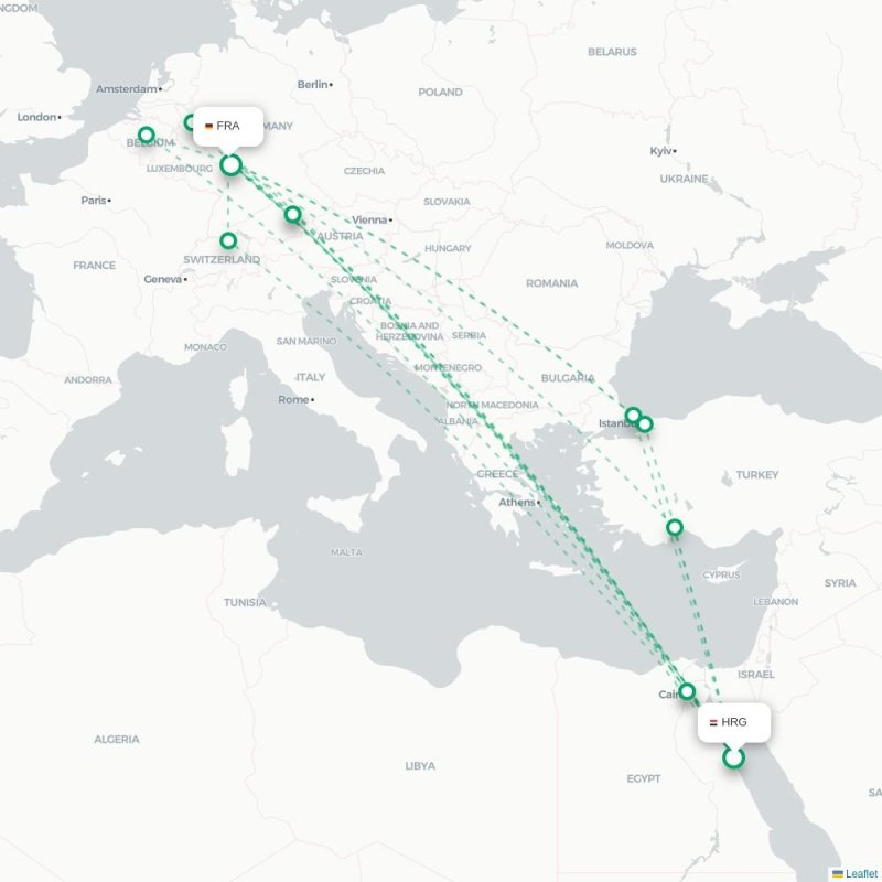 HRG - FRA route map