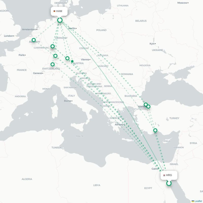 HRG - HAM route map