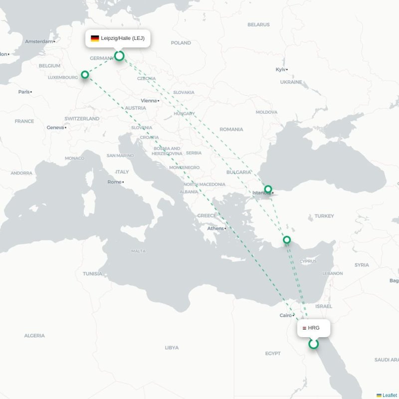 HRG - LEJ route map