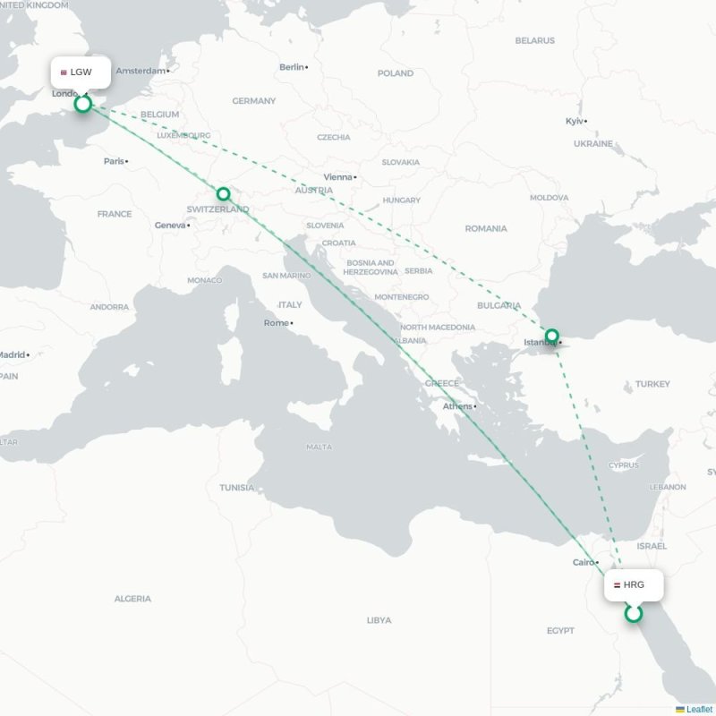 HRG - LGW route map