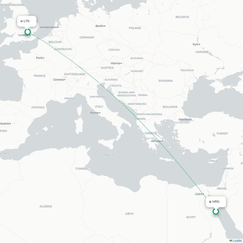 HRG - LTN route map