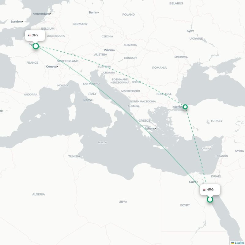 HRG - ORY route map